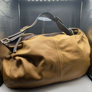 638 Gianni Bini Western HUGE leather bag w brass hdw travel bag